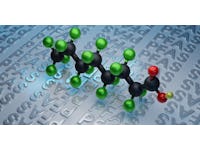 PFAS - Per- and poly-fluoroalkyl substances - 3D molecule conformer. 3D Illustration