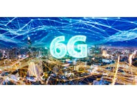 6G network digital hologram and internet of things on city background.6G network wireless systems.